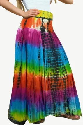 61 SKT Rainbow Soft Cotton Convertible Lined Tie Dye Gypsy Skirt Dress