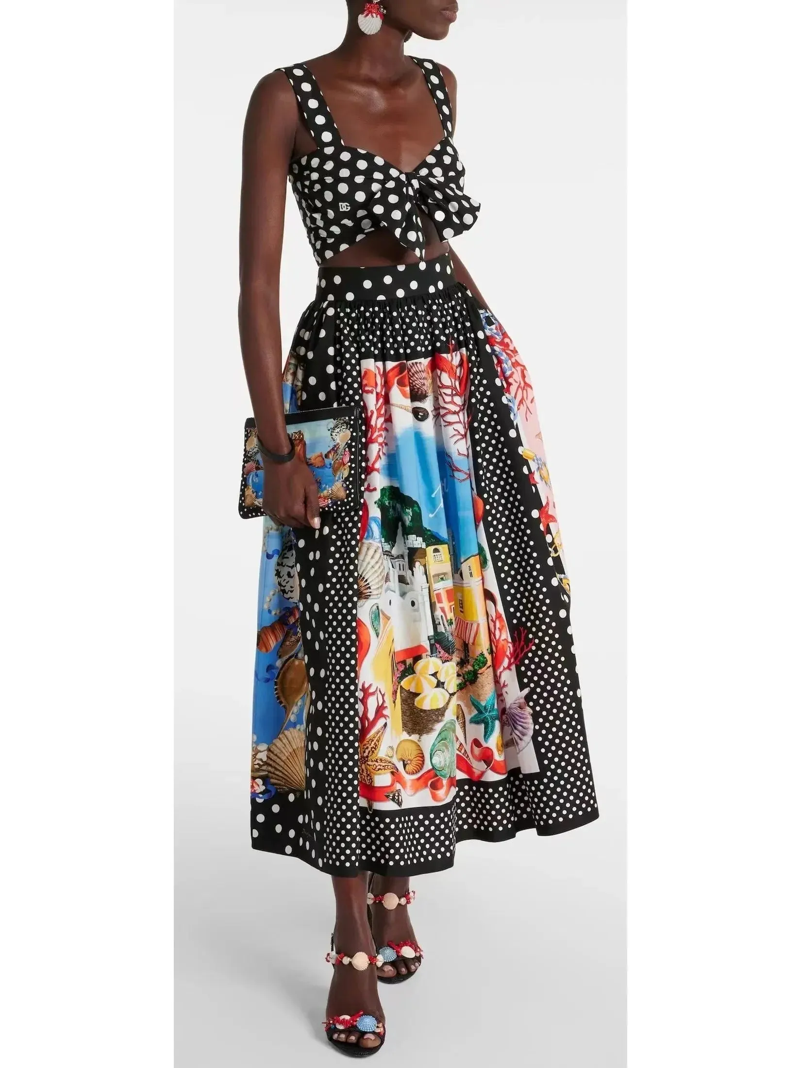 Capri Printed Cotton Midi Skirt in Multicolor