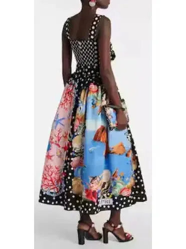 Capri Printed Cotton Midi Skirt in Multicolor