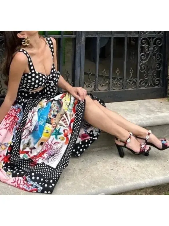 Capri Printed Cotton Midi Skirt in Multicolor