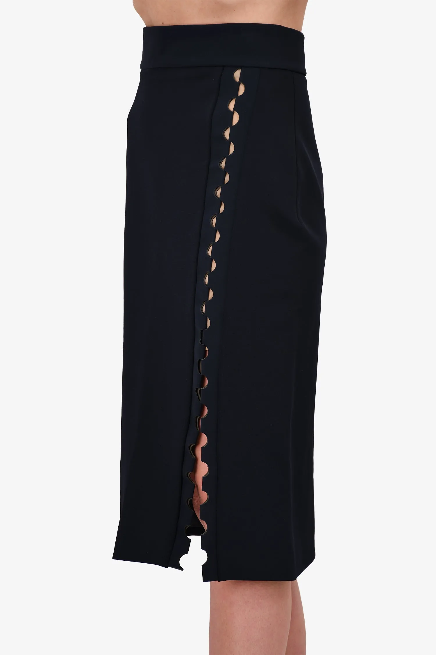 Dion Lee Navy Neoprene Midi Skirt Size 6