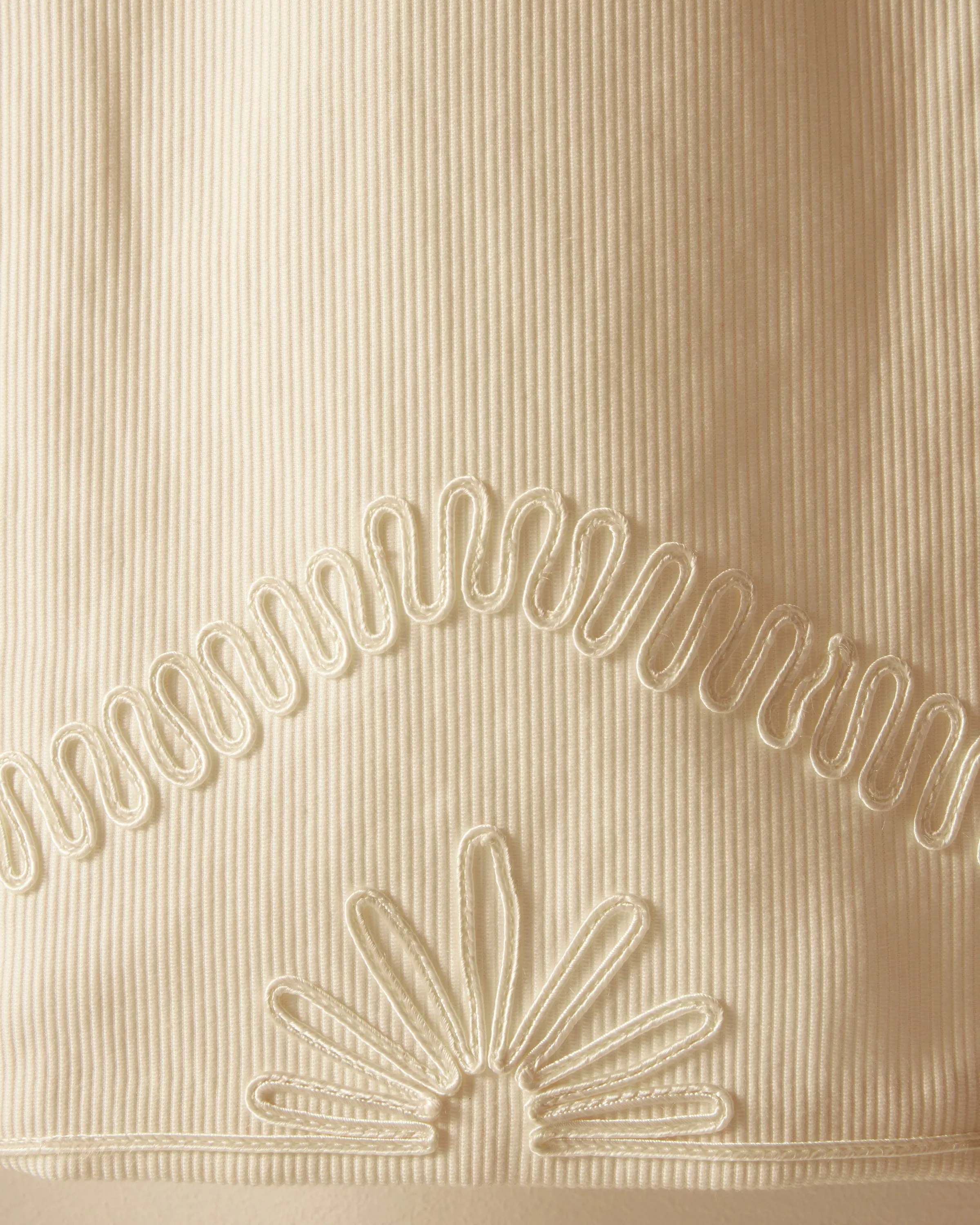 Floral Cording Trousers - White