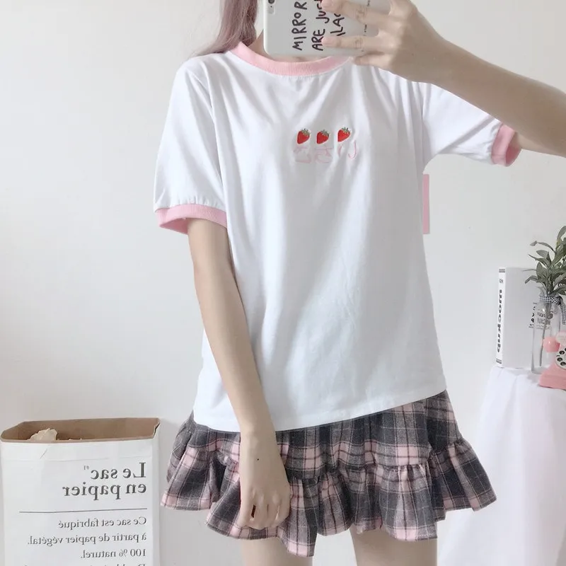 Kawaii Ruffles Plaid Skirt