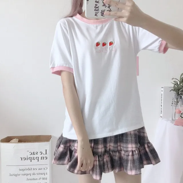 Kawaii Ruffles Plaid Skirt