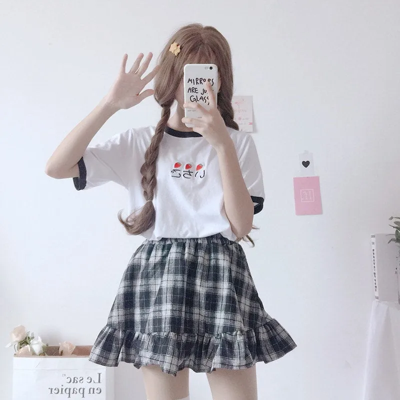 Kawaii Ruffles Plaid Skirt