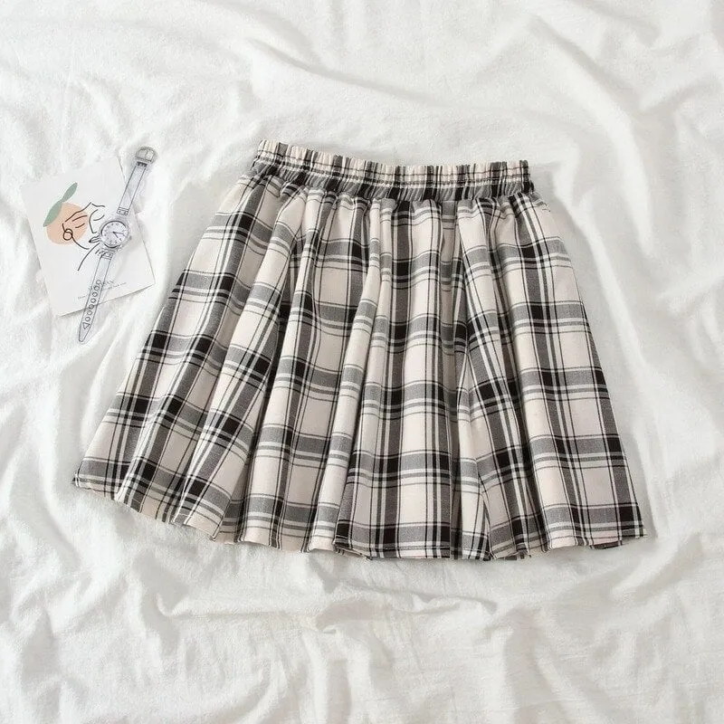 Kawaii Soft Girl High-waisted Plaid Short Skirts