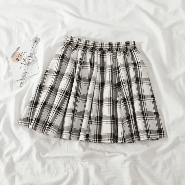 Kawaii Soft Girl High-waisted Plaid Short Skirts