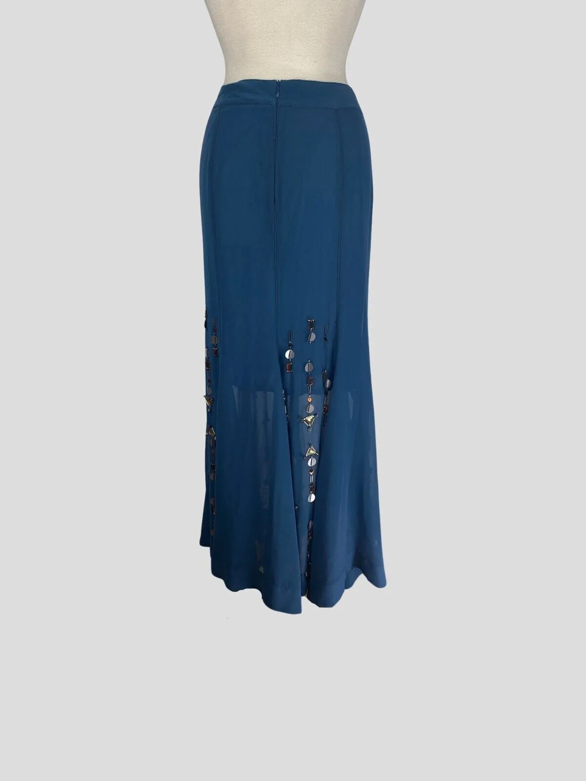 Malene Burger navy sequins midi skirt size UK10/US6