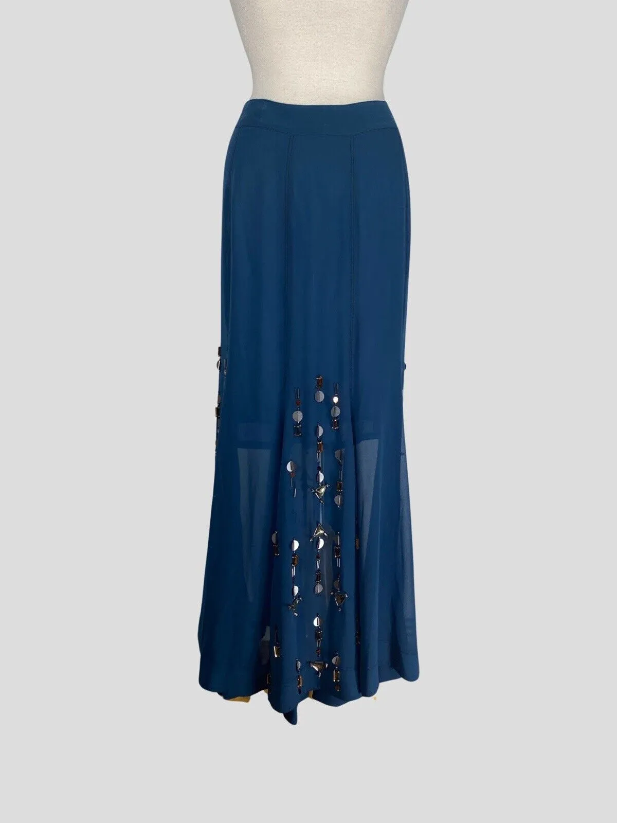 Malene Burger navy sequins midi skirt size UK10/US6