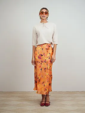 Print Elastic Waist Slip Skirt