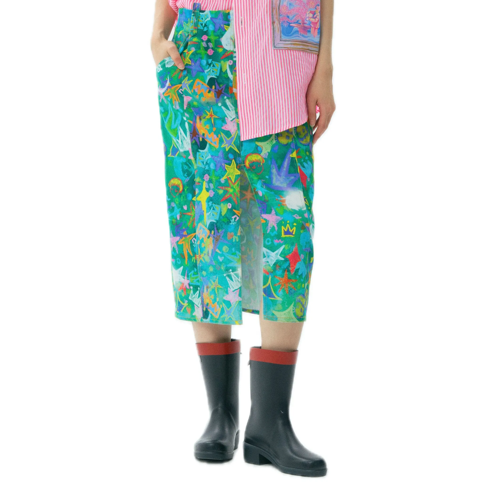 Star Baby Head Full Print Midi Dress