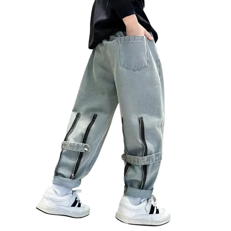 Zipper Denim Jeans